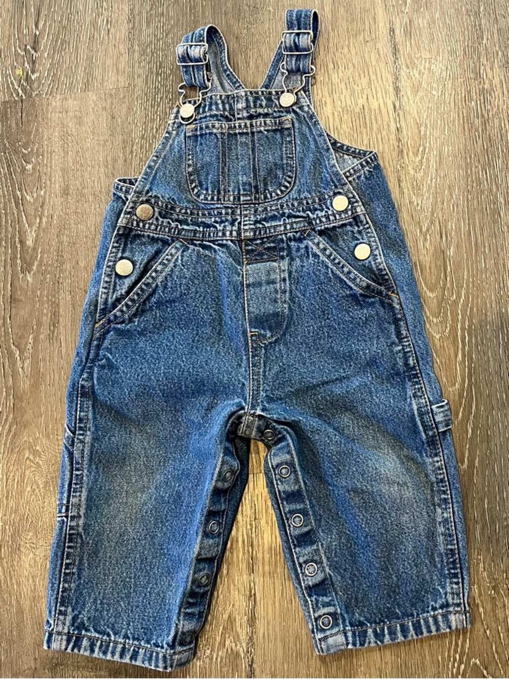 Faded Glory Vintage Carpenter 100% Cotton Denim Overalls Unisex Baby Size 9mo